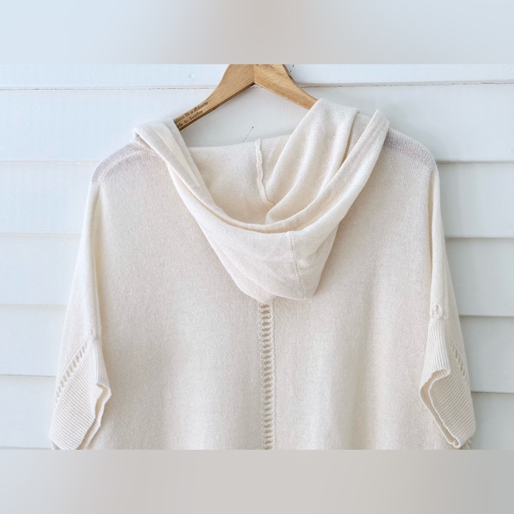 NWT White + Warren 100% Cashmere Cream Hoodie Pop-Over Sweater XS / S - Picture 4 of 7